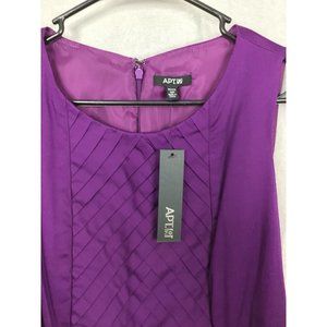 Apt.9 Sleeveless 98% Cotton Basket Weave Pleated Dress Size 10P NWT